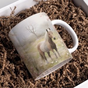 Handmade Felted Horse Coffee Mug | New 15oz Sublimated Coffee Mug